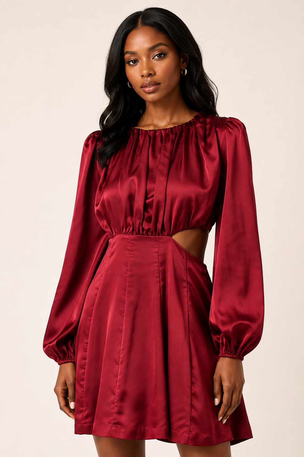Mittoshop Satin Side Cutout Detail Mini Dress