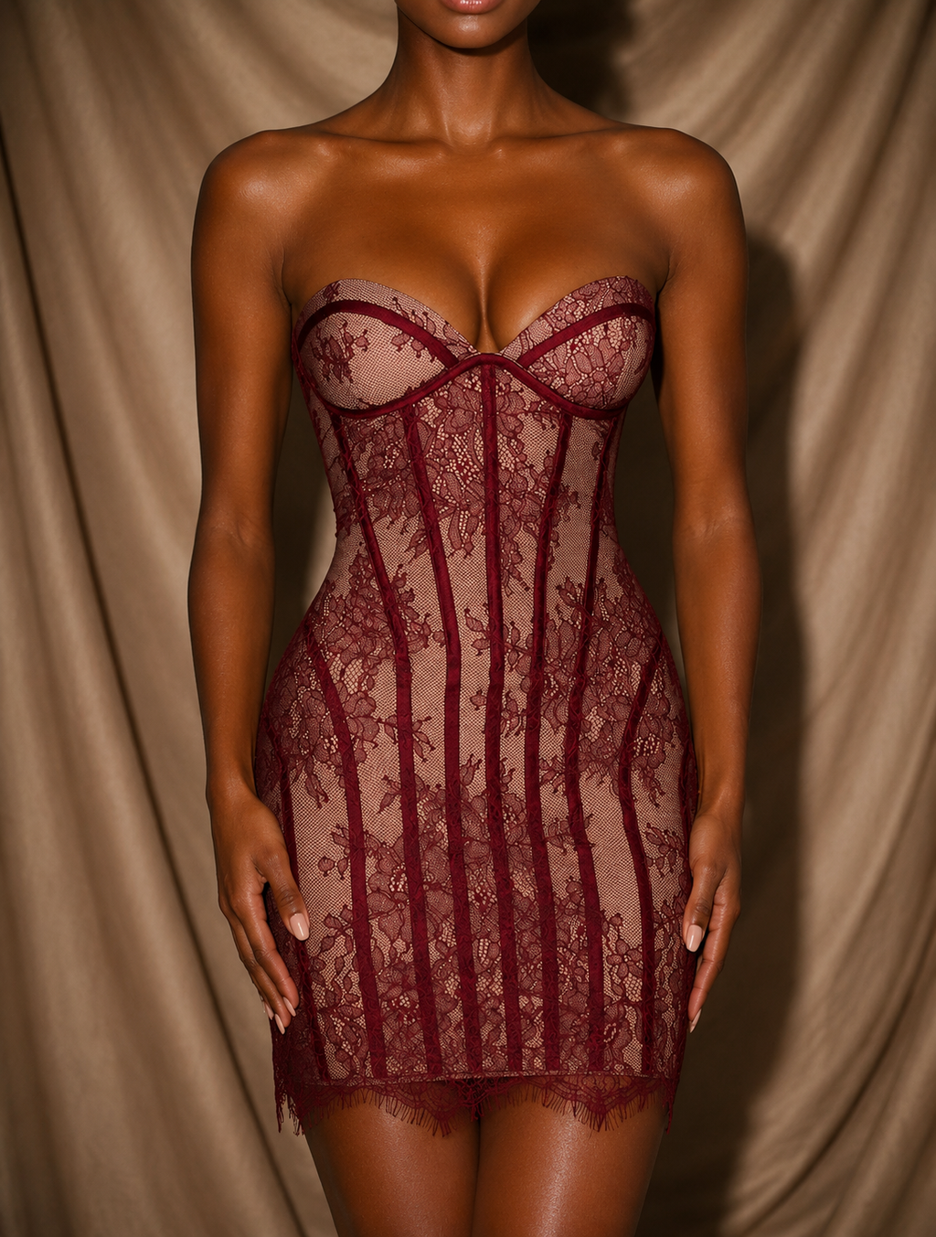 Lace Detail Tube Mini Dress