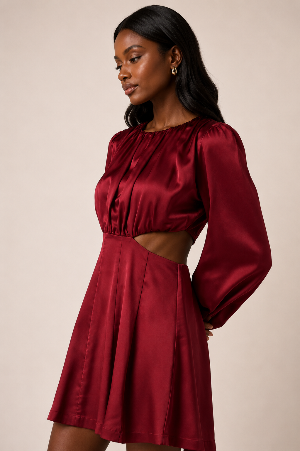 Mittoshop Satin Side Cutout Detail Mini Dress
