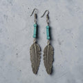 Turquoise Feather Drop Earrings