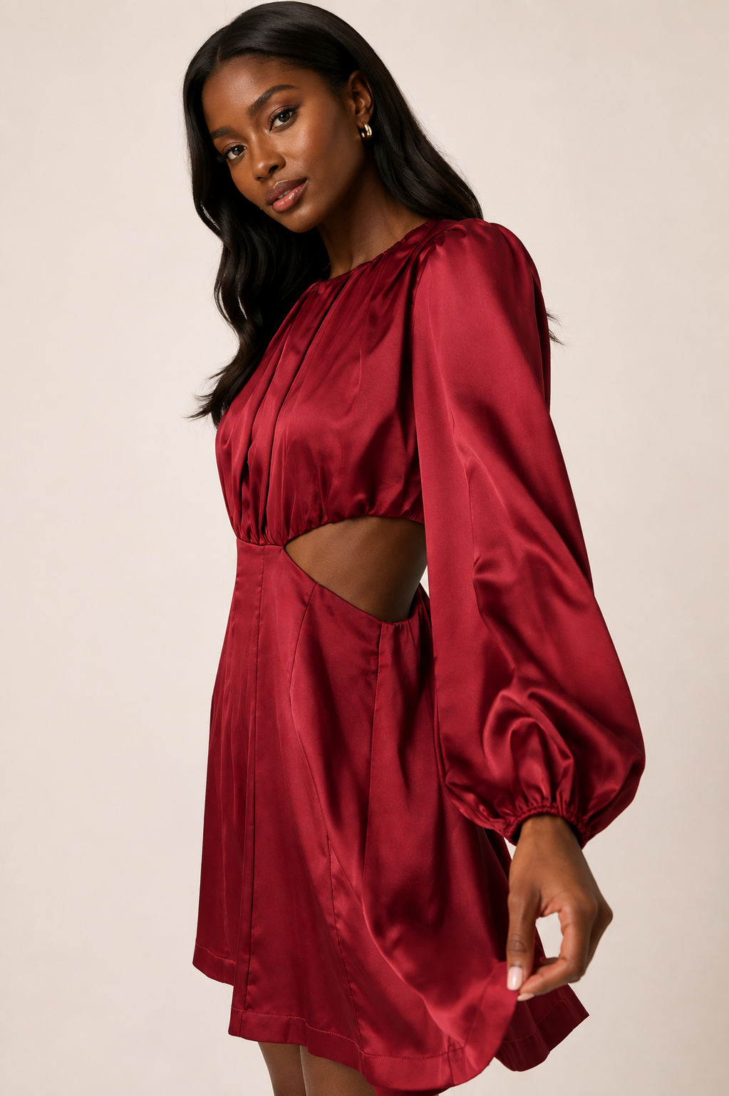Mittoshop Satin Side Cutout Detail Mini Dress