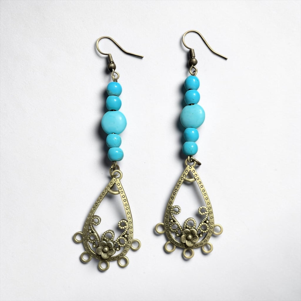Boho Turquoise Teardrop Dangle Earrings