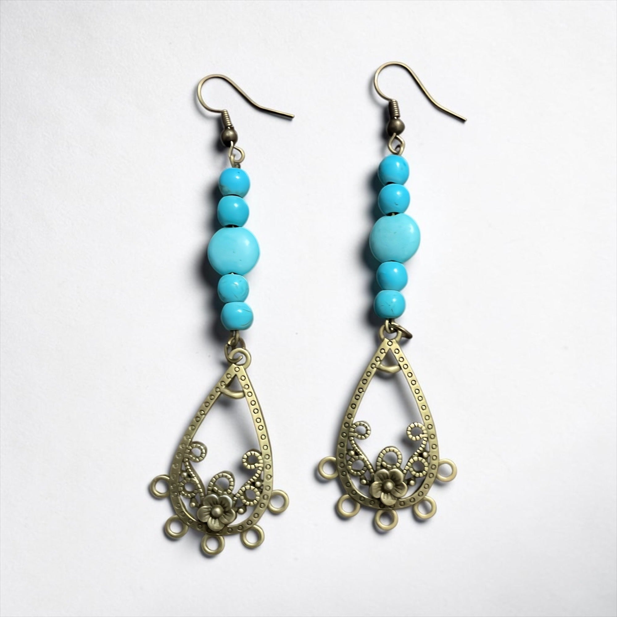 Boho Turquoise Teardrop Dangle Earrings