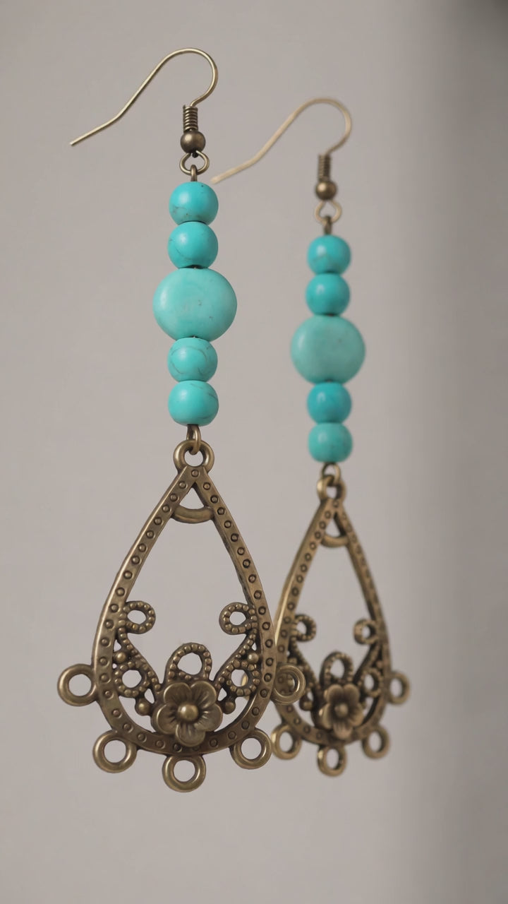 Boho Turquoise Teardrop Dangle Earrings